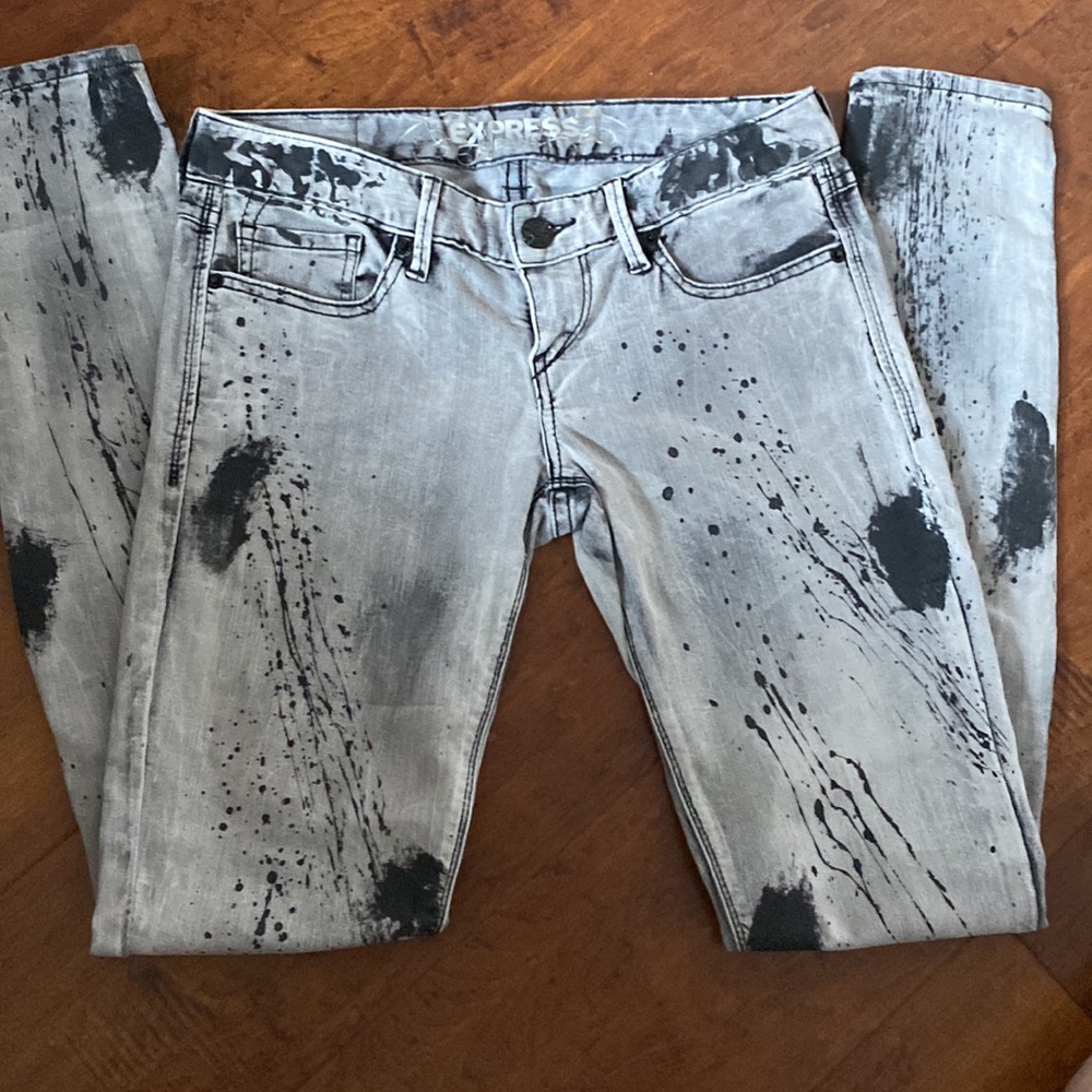 Express Paint Splattered Zeldra Ultra Skinny Jeans